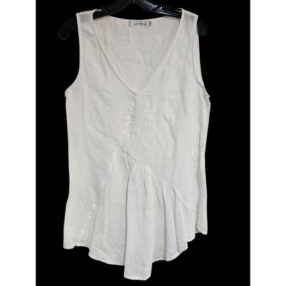 Cut Loose 100% Linen Tunic Top Sz Small Lagenlook Sleeveless Blouse White Resort - Picture 1 of 11